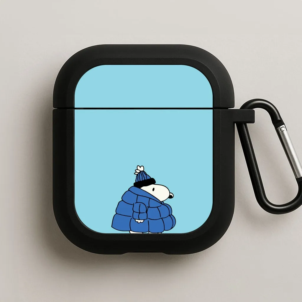 Cartoon Beagle Puffer Jacket Blue AirPods Case sleek airpods protection Anti Impact Protector