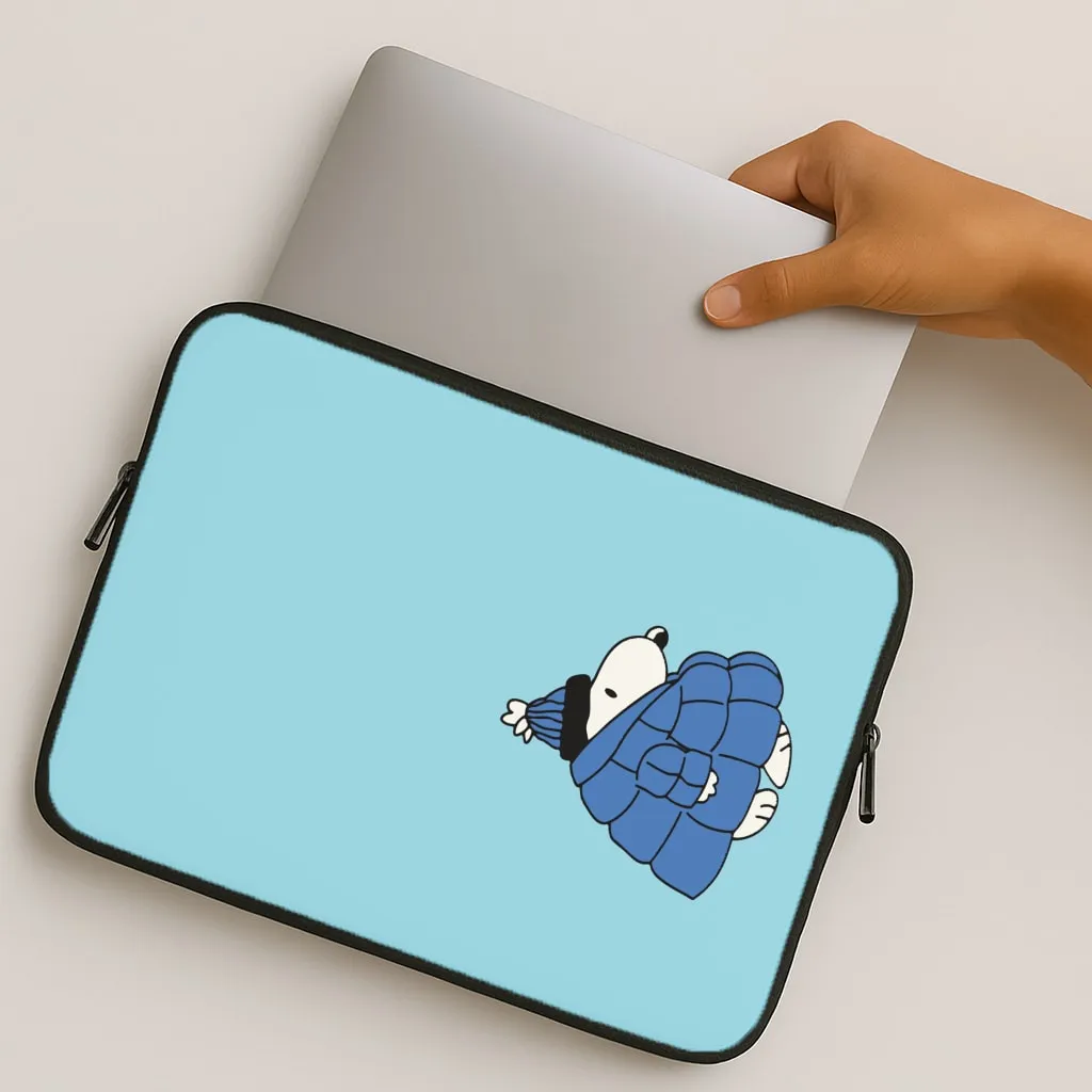 Cartoon Beagle Puffer Jacket Blue Laptop Sleeve Classic Texture Classic Touch