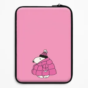 Scratch Block Durable Edge Texture Cartoon Beagle Puffer Jacket Pink Laptop Sleeve