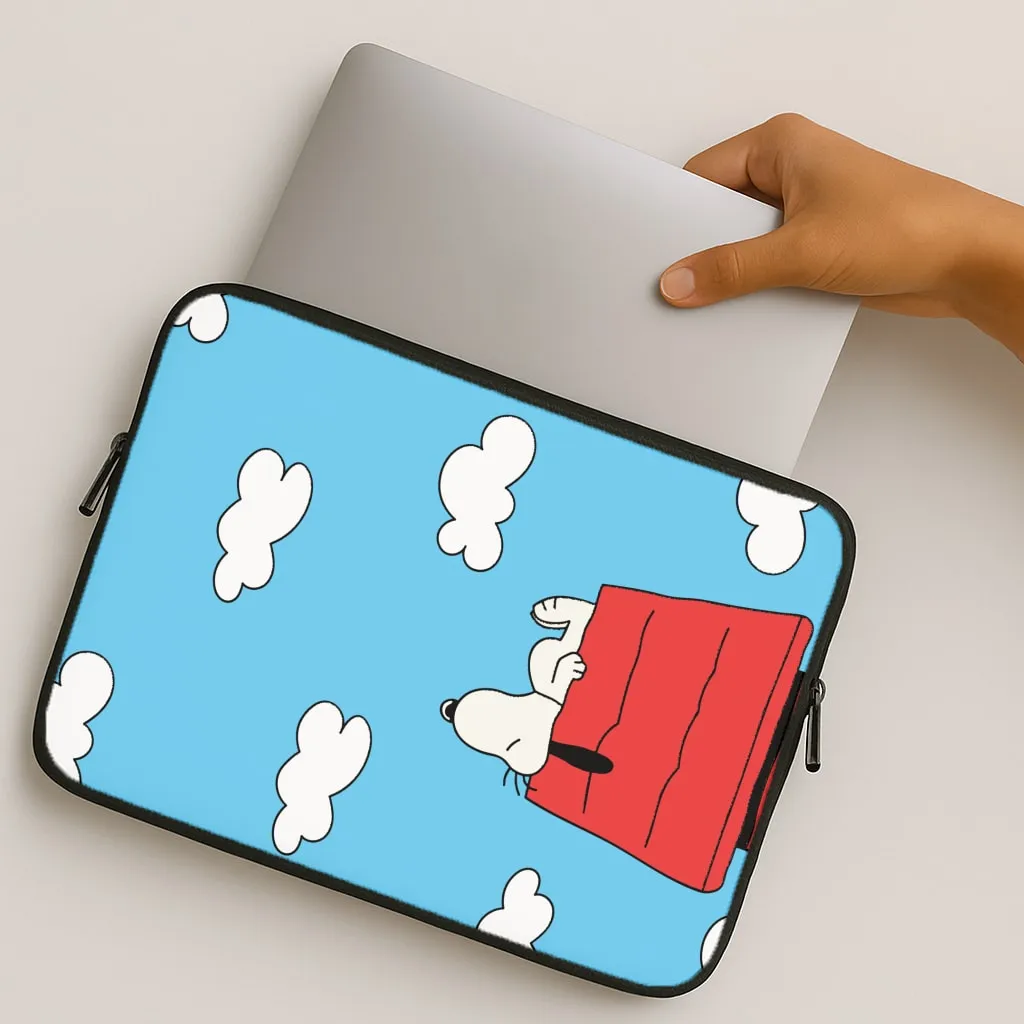 Cartoon Beagle Sleeping Laptop Sleeve Stylish Aesthetic Travel Ready