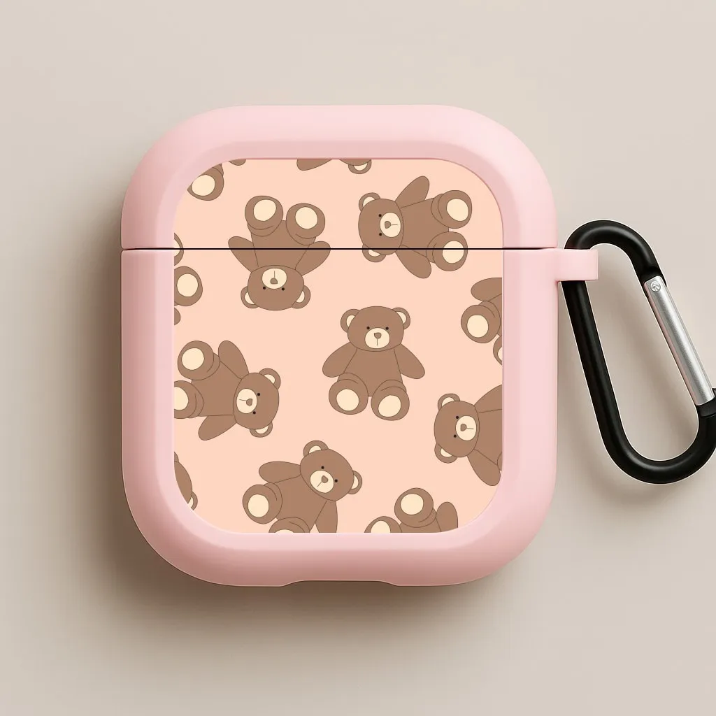 Cartoon Brown Bear Pattern AirPods Case lightweight ergonomic travel shell dustproof protection shell