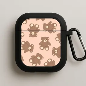 Cartoon Brown Bear Pattern AirPods Case Fashion Tech Organizer