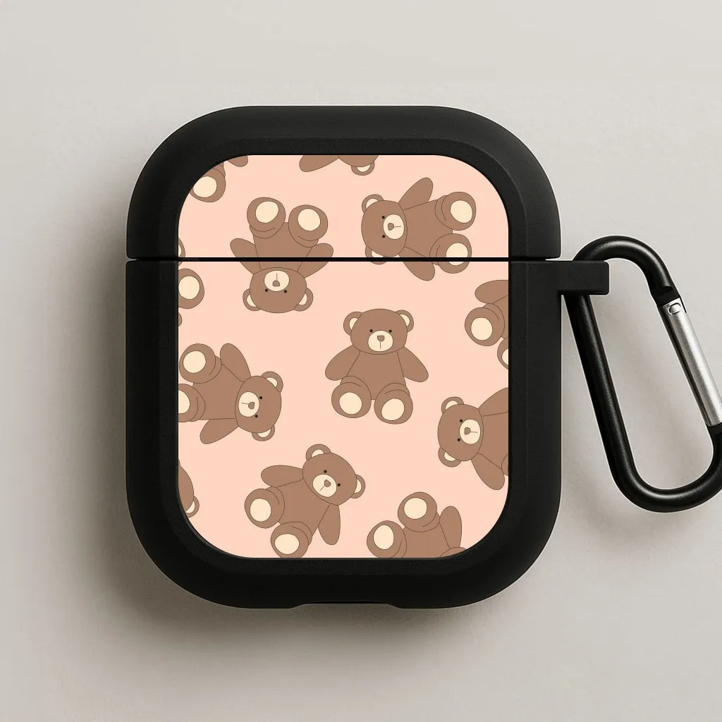 Cartoon Brown Bear Pattern AirPods Case Fashion Tech Organizer