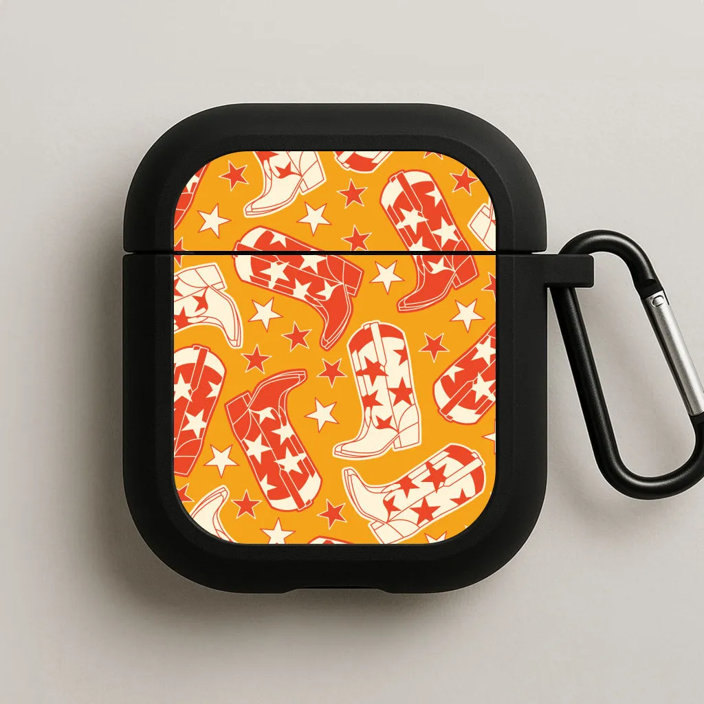 Smooth Silicone Finish Cartoon Cowboy Boots And Stars Pattern AirPods Case