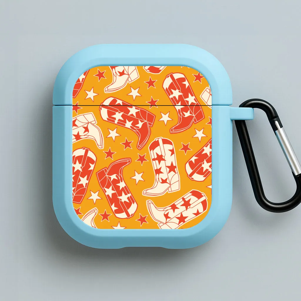 Cartoon Cowboy Boots And Stars Pattern AirPods Case Trendy Lifestyle Accessory lightweight neon gradient leather airpods protector