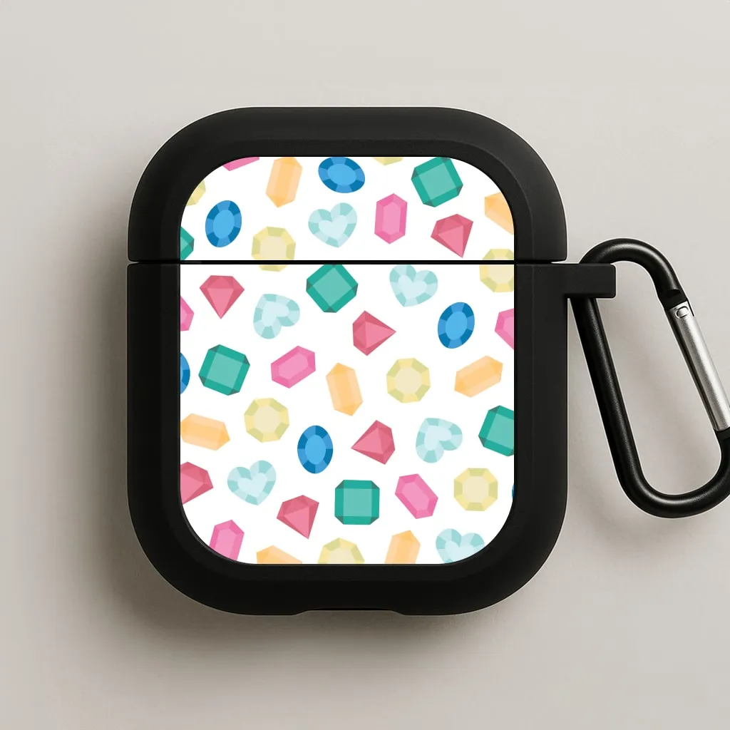 Cartoon Multicoloured Gems Pattern AirPods Case Lightweight Rubber Case