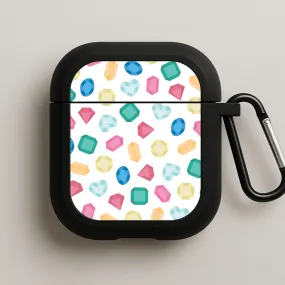 Cartoon Multicoloured Gems Pattern AirPods Case Durable Outdoor Pouch smooth pastel airpods protector
