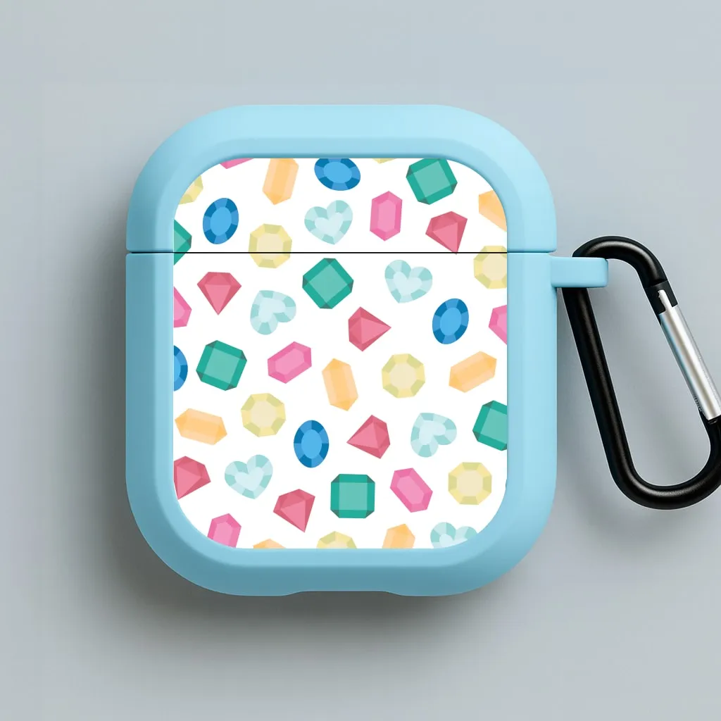 Cartoon Multicoloured Gems Pattern AirPods Case everyday travel earbuds case