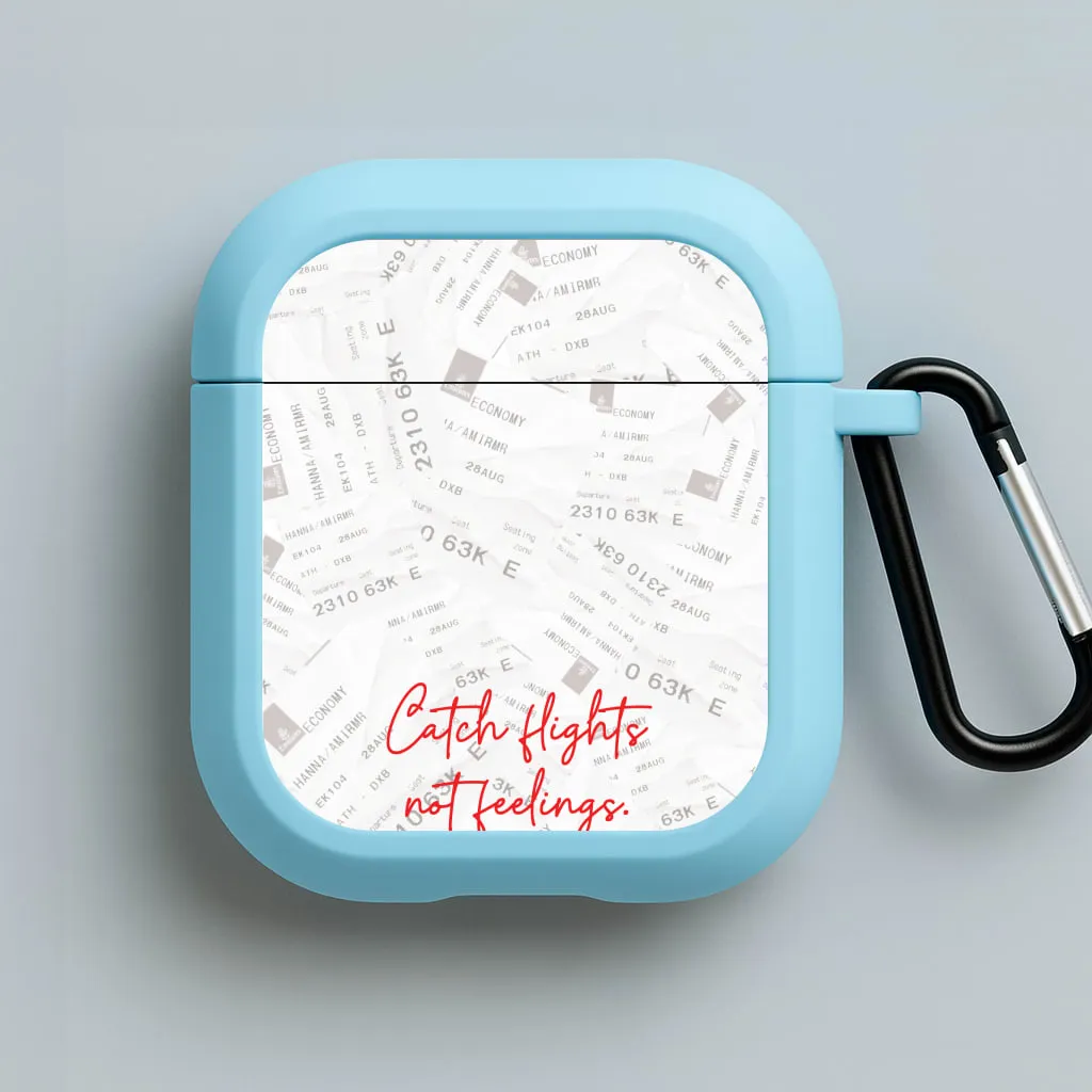 Catch Flights Not Feelings Collage AirPods Case Soft Smooth Texture Trendy Carry Bag