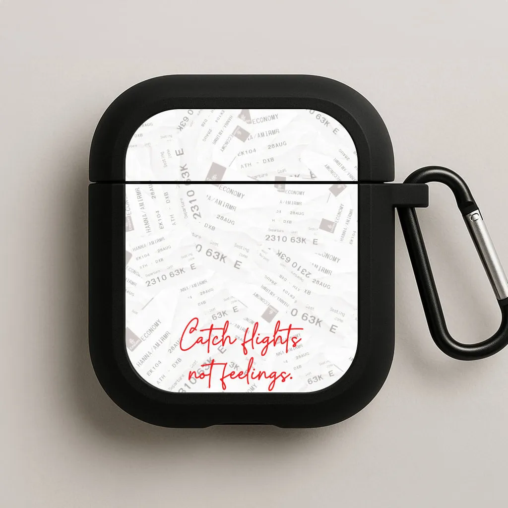 Catch Flights Not Feelings Collage AirPods Case hybrid composite cover Lightweight Device Bag