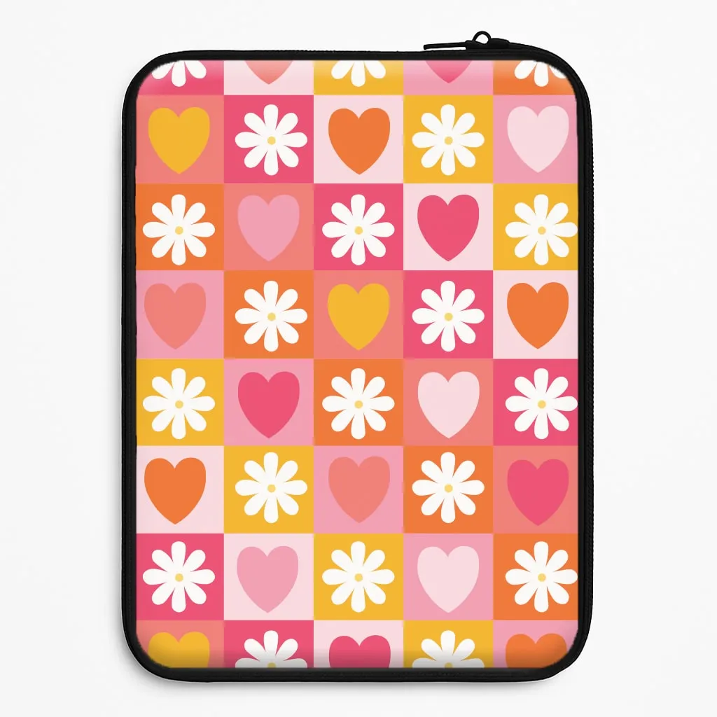 Drop Shield Refined Style Checked Hearts And Flowers - Spring Patterns Laptop Sleeve