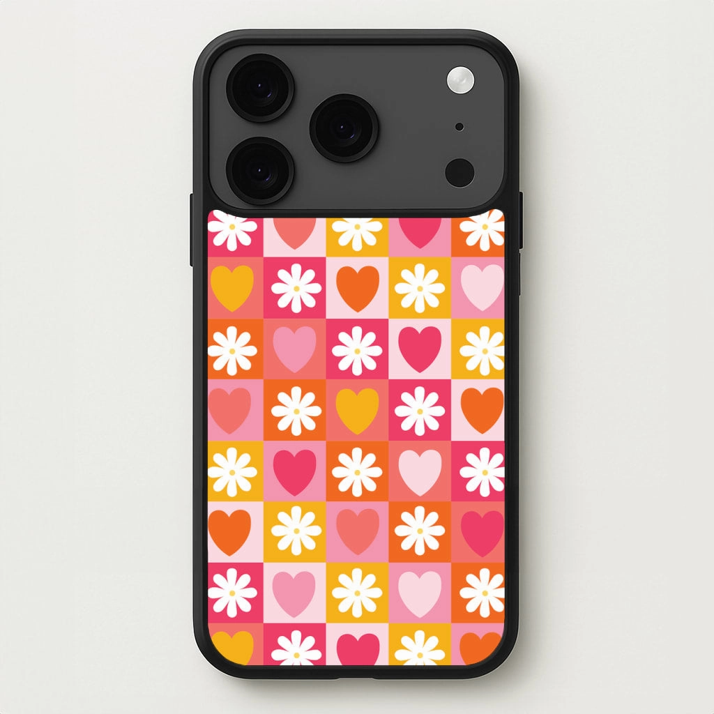 Elegant Comfort Checked Hearts And Flowers - Spring Patterns Phone Case
