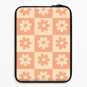 Wireless charging Trendy Finish Checkered Flowers Orange Laptop Sleeve