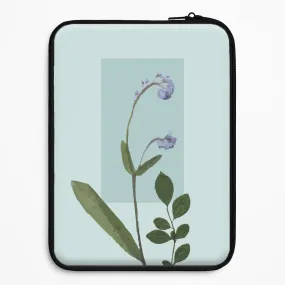 Abstract Blue Pressed Flower Laptop Sleeve Durable Edge Finish Pocket Friendly