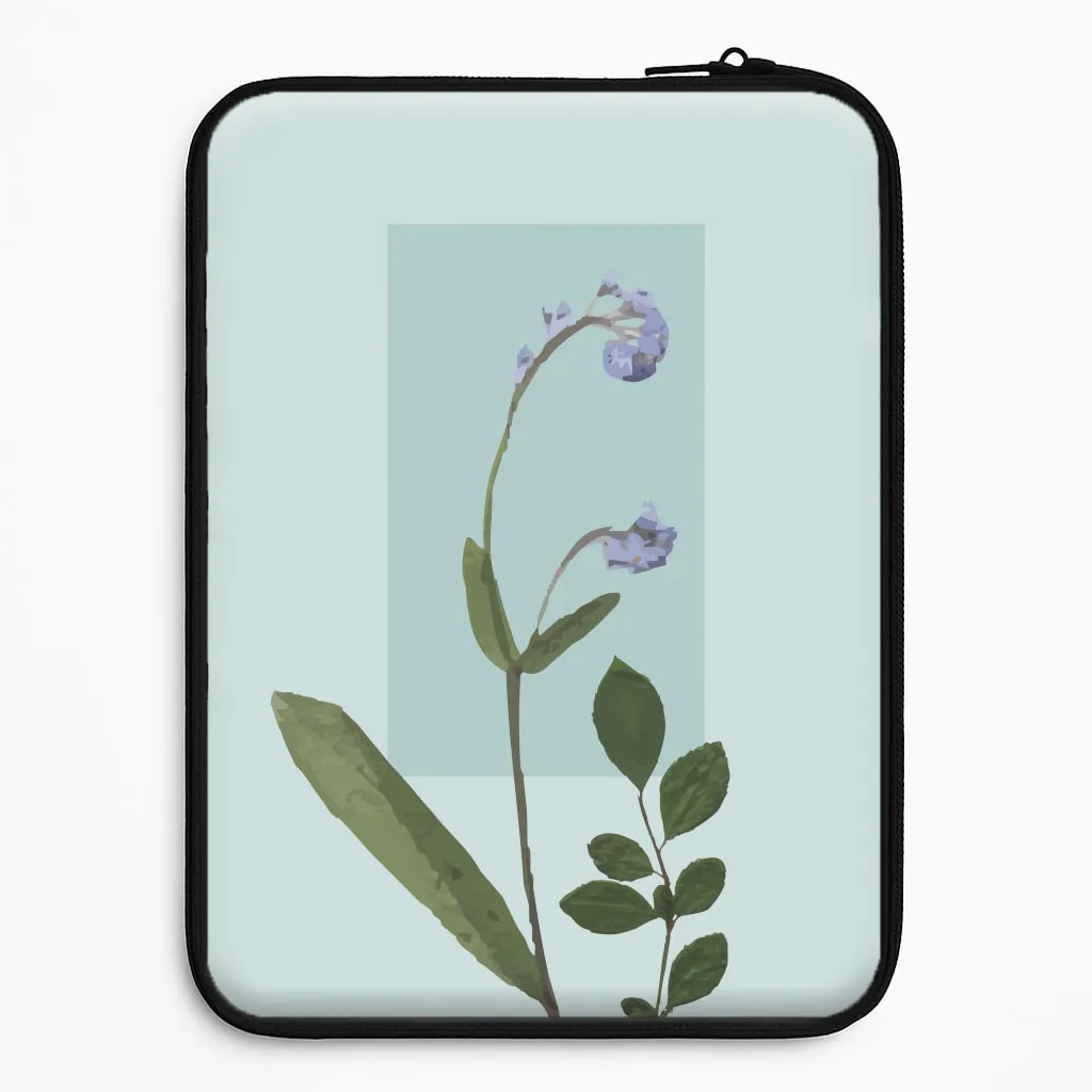 Abstract Blue Pressed Flower Laptop Sleeve Durable Edge Finish Pocket Friendly