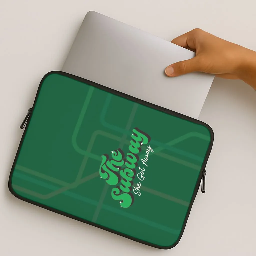 Subway Green Laptop Sleeve Clear Finish Ergonomic grip
