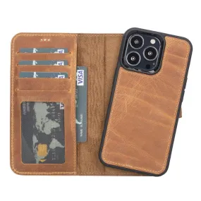 Carter Detachable Leather Wallet Case ?C iPhone 13 Pro, Moccasin Luxury Appeal Impact Cushion