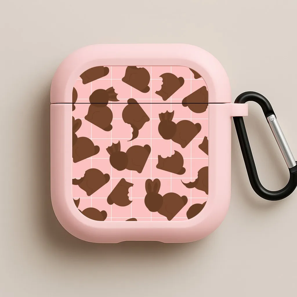 Chocolate Easter Bunny Pattern AirPods Case Durable Clip Hook