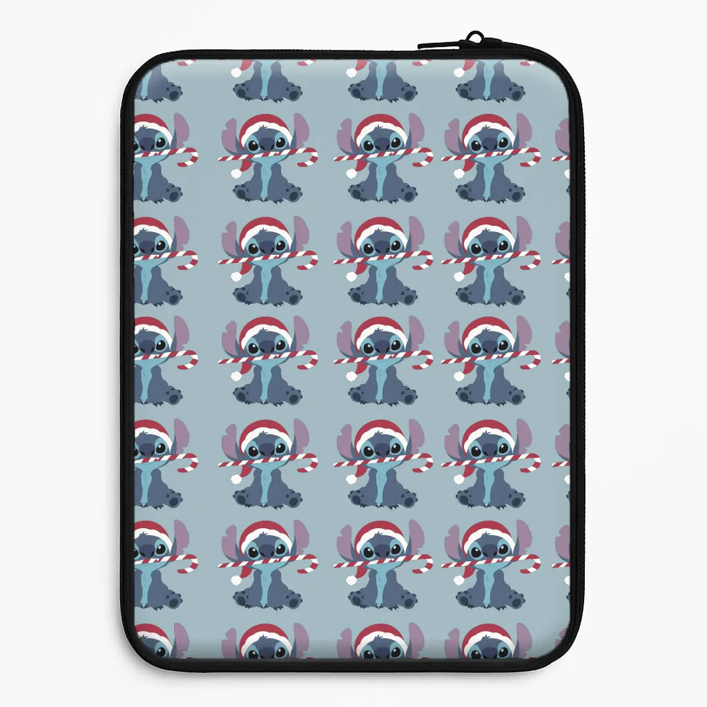 Rugged Build Christmas Blue Alien Pattern Laptop Sleeve