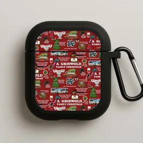 portable ergonomic pastel airpods protector Christmas Holiday Collage AirPods Case