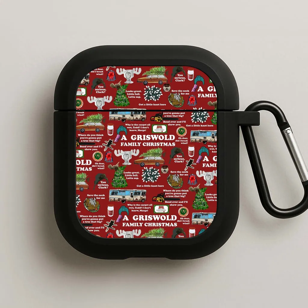 Christmas Holiday Collage AirPods Case shock resistant commuter silicone shell Durable Rubber Bag