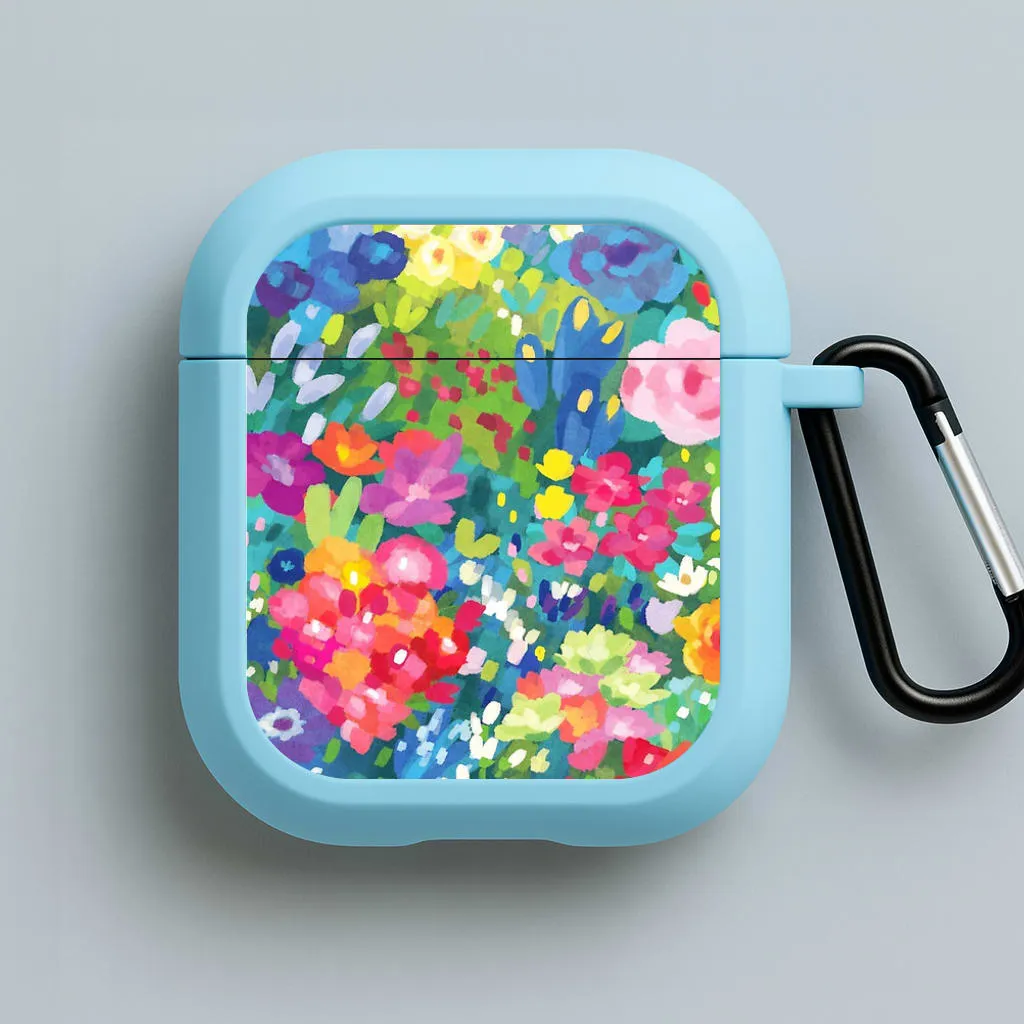 leather texture earbuds shell Fashion Protective Organizer Colourful Floral Pattern AirPods Case