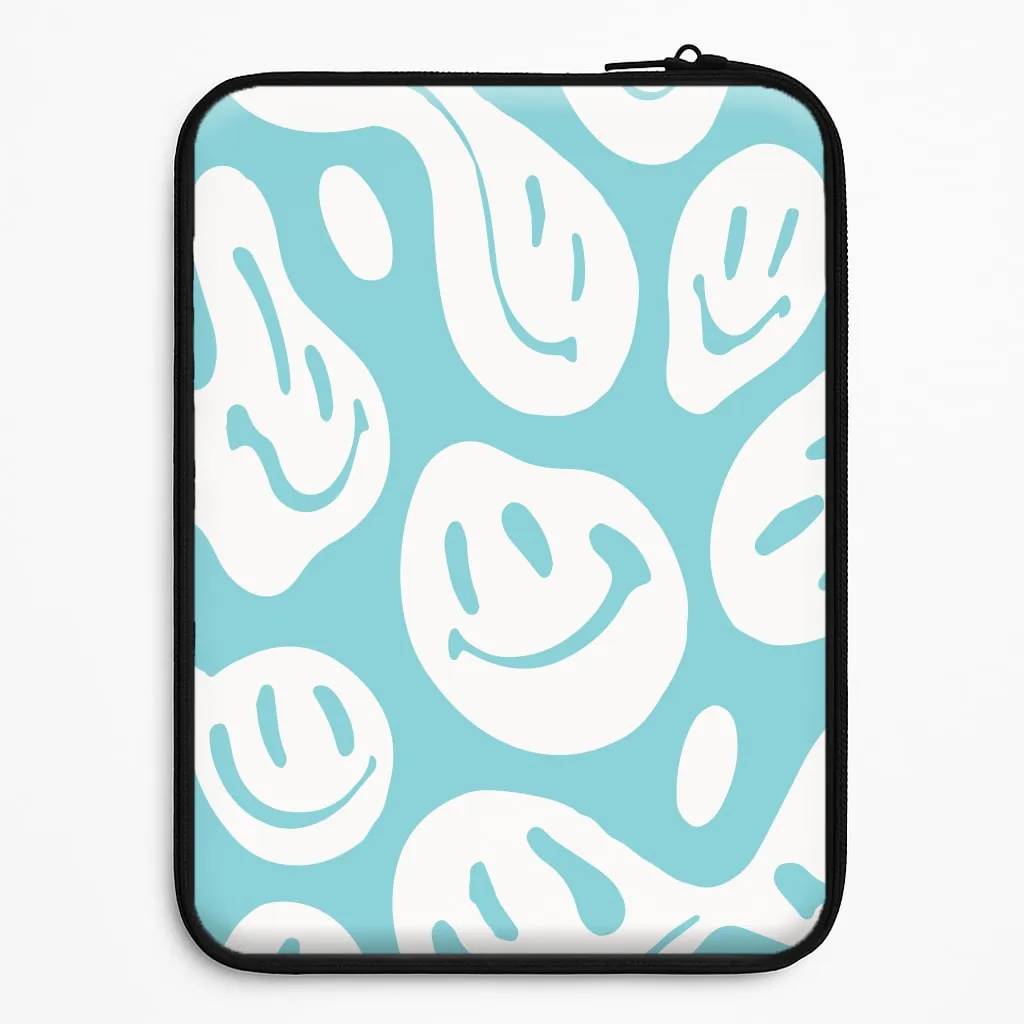 Flexible Pattern Layer Matte Texture Trippn Smiley - Blue Laptop Sleeve