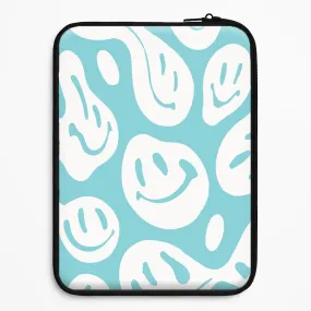 Flexible Pattern Layer Matte Texture Trippn Smiley - Blue Laptop Sleeve