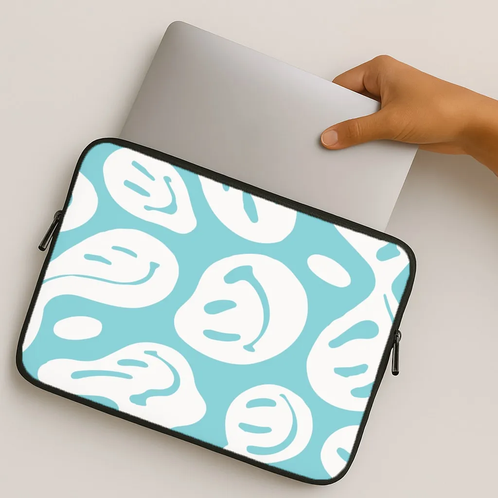 Trippn Smiley - Blue Laptop Sleeve Anti Scratch Layer Soft Layered Design