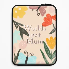 Worlds Best Mum - Floral Mother's Day Laptop Sleeve Frosted surface Hybrid Texture