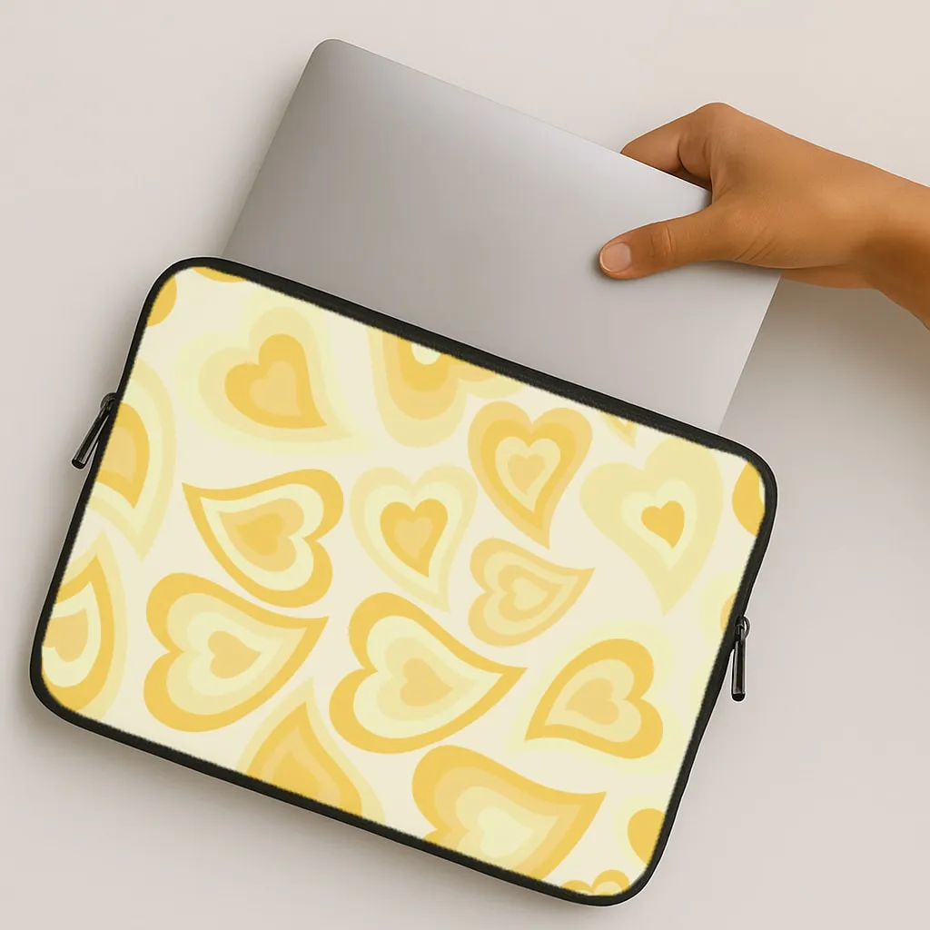 Yellow Hearts - Trippy Patterns Laptop Sleeve Lightweight Build