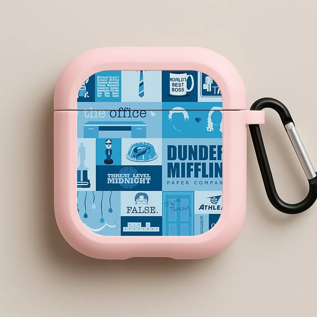 Wireless Accessory Pouch Office Blue Patchwork AirPods Case