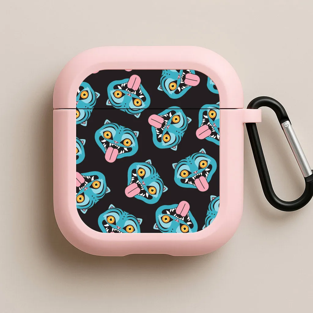 vivid pastel pocket silicone shell Demon Cat Pattern AirPods Case