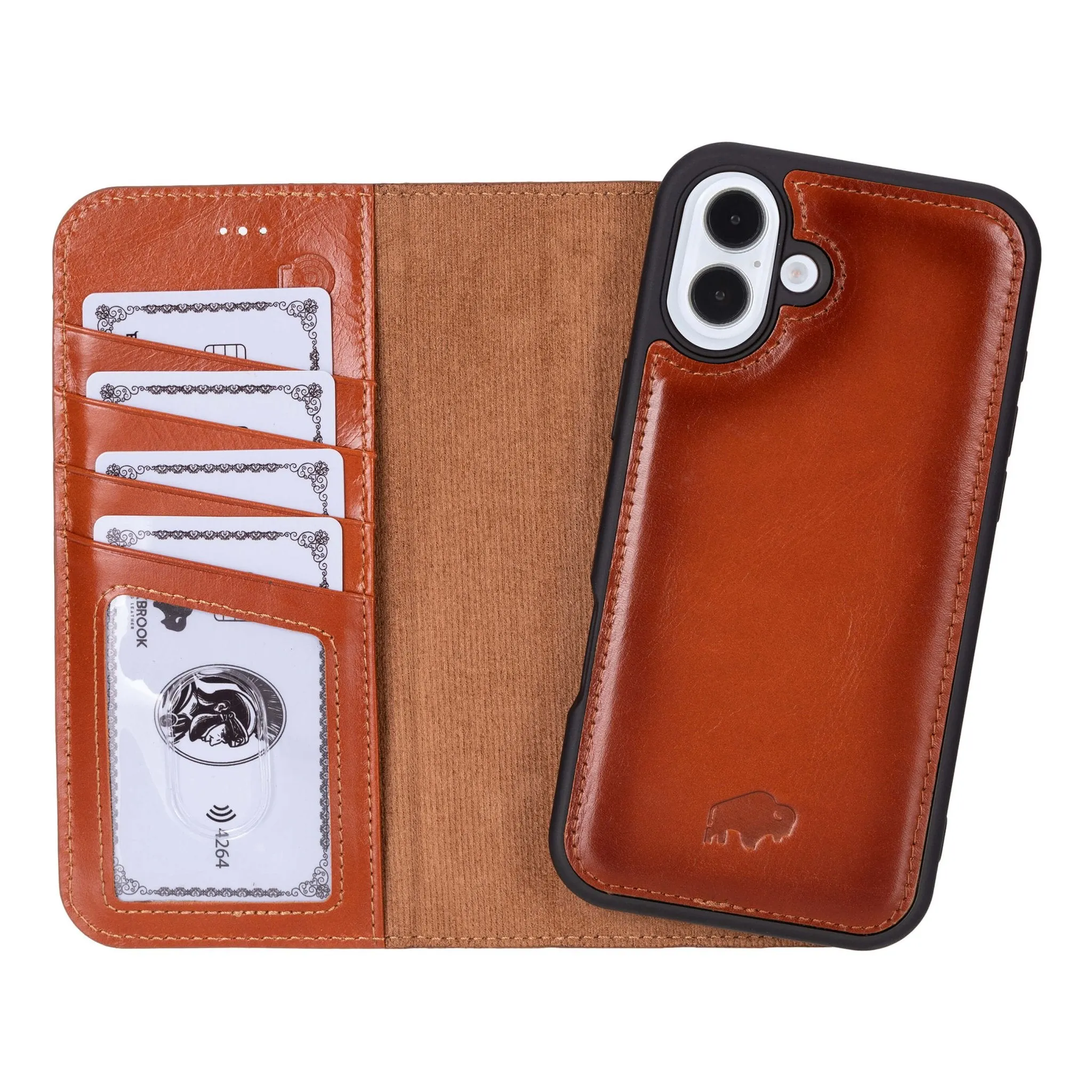 Carter Detachable Leather Wallet Case ?C iPhone 16 Plus, Burnished Tan Perfect Fit Soft Finish