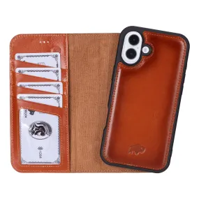 Carter Detachable Leather Wallet Case ?C iPhone 16 Plus, Burnished Tan Perfect Fit Soft Finish