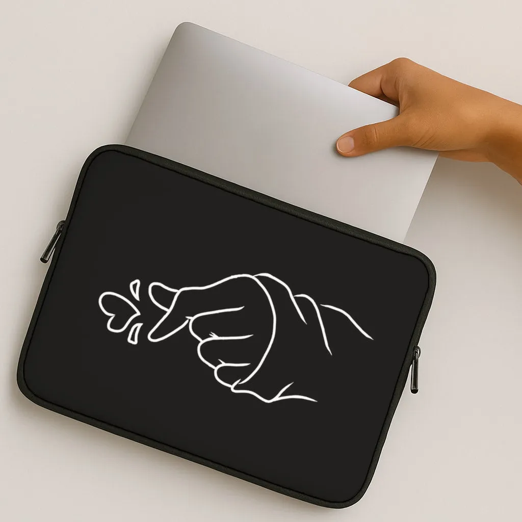 Cute Heart Finger Snap Black Laptop Sleeve Creative Form Minimal Form