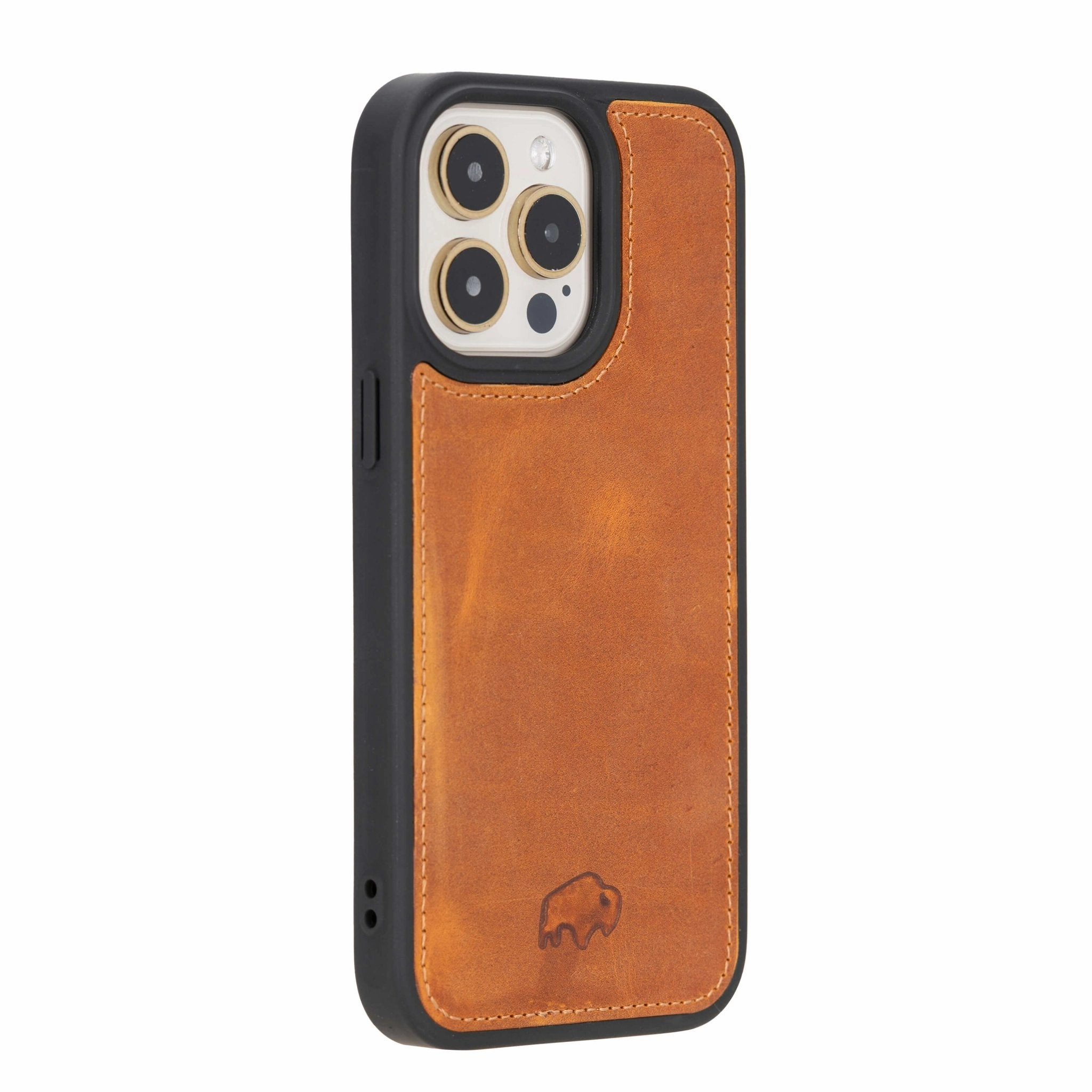 Modern York MagSafe Leather Case ?C iPhone 15 Pro Max, Golden Brown Flexible Grip Texture Soft Edging