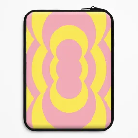 Yellow And Pink Curves Abstract Pattern  Laptop Sleeve Rugged Surface Casual Design