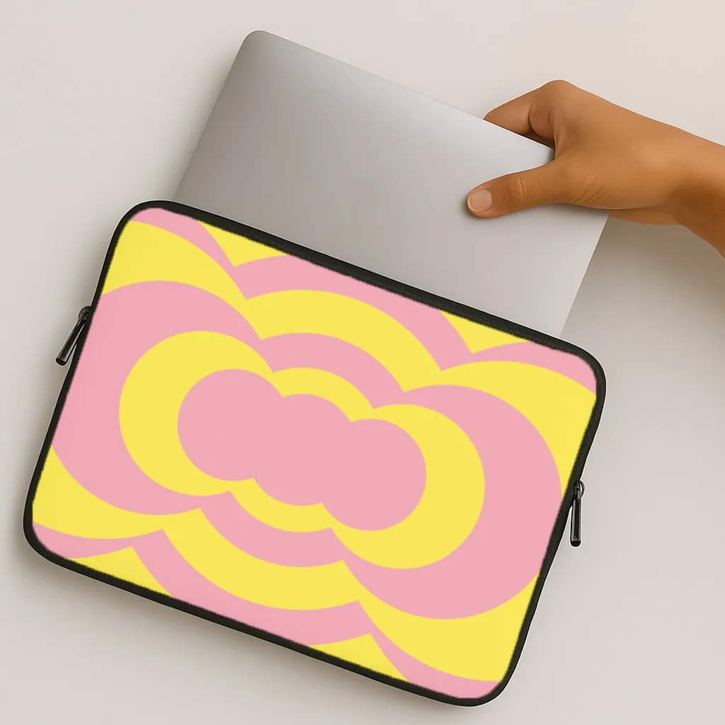 Shock absorption Lightweight Frame Yellow And Pink Curves Abstract Pattern  Laptop Sleeve