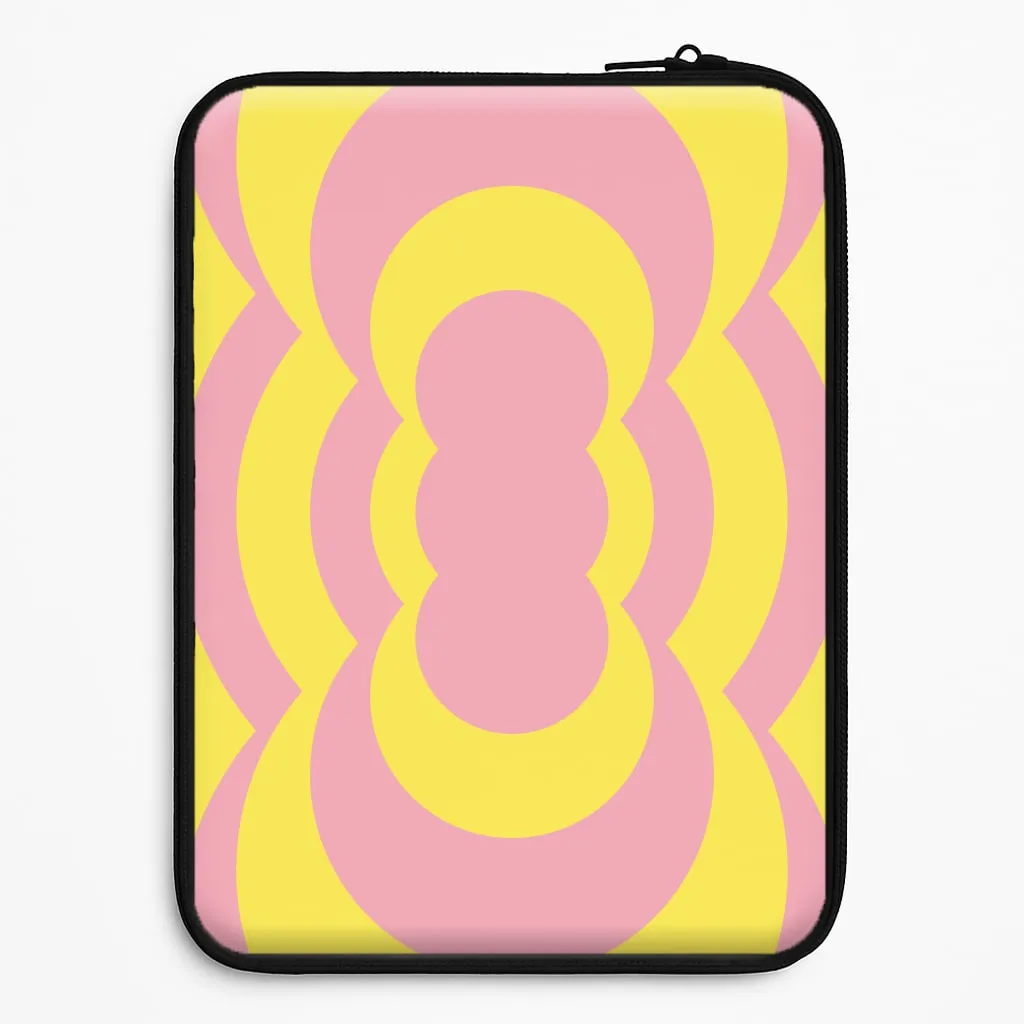 Yellow And Pink Curves Abstract Pattern  Laptop Sleeve Rugged Surface Casual Design