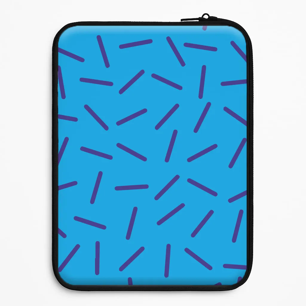 Blue Line Pattern - Eighties Laptop Sleeve Polished Edge