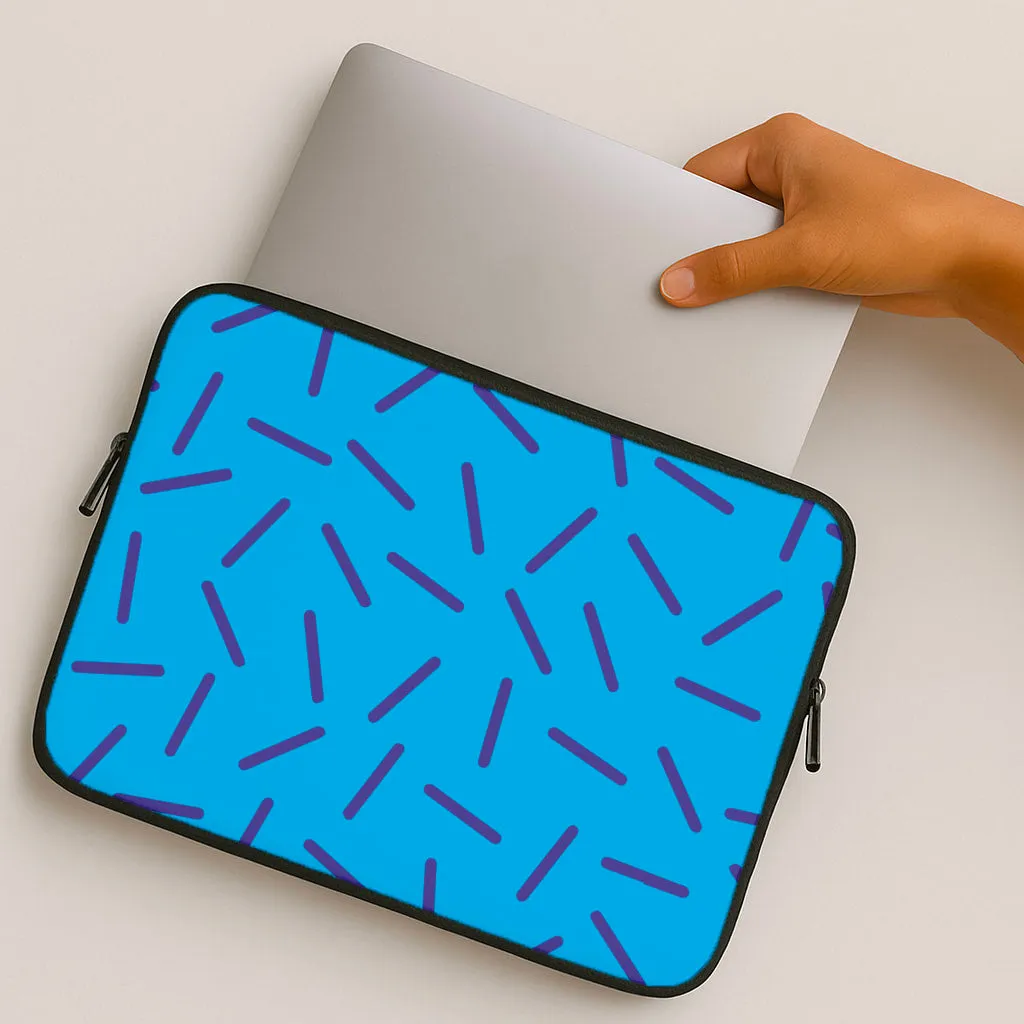 Blue Line Pattern - Eighties Laptop Sleeve Ergonomic Texture