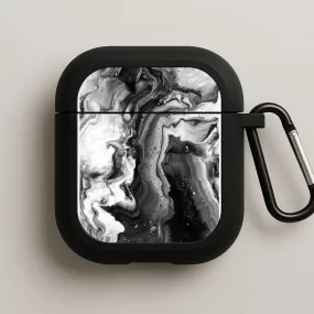 vivid pastel portable leather protector sports grip airpods protector Black and White Leaking Marble AirPods Case