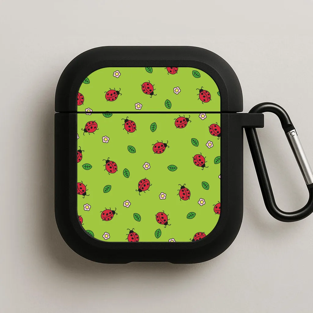 matte surface airpods case travel proof airpods cover Ladybugs And Flowers - Spring Patterns AirPods Case