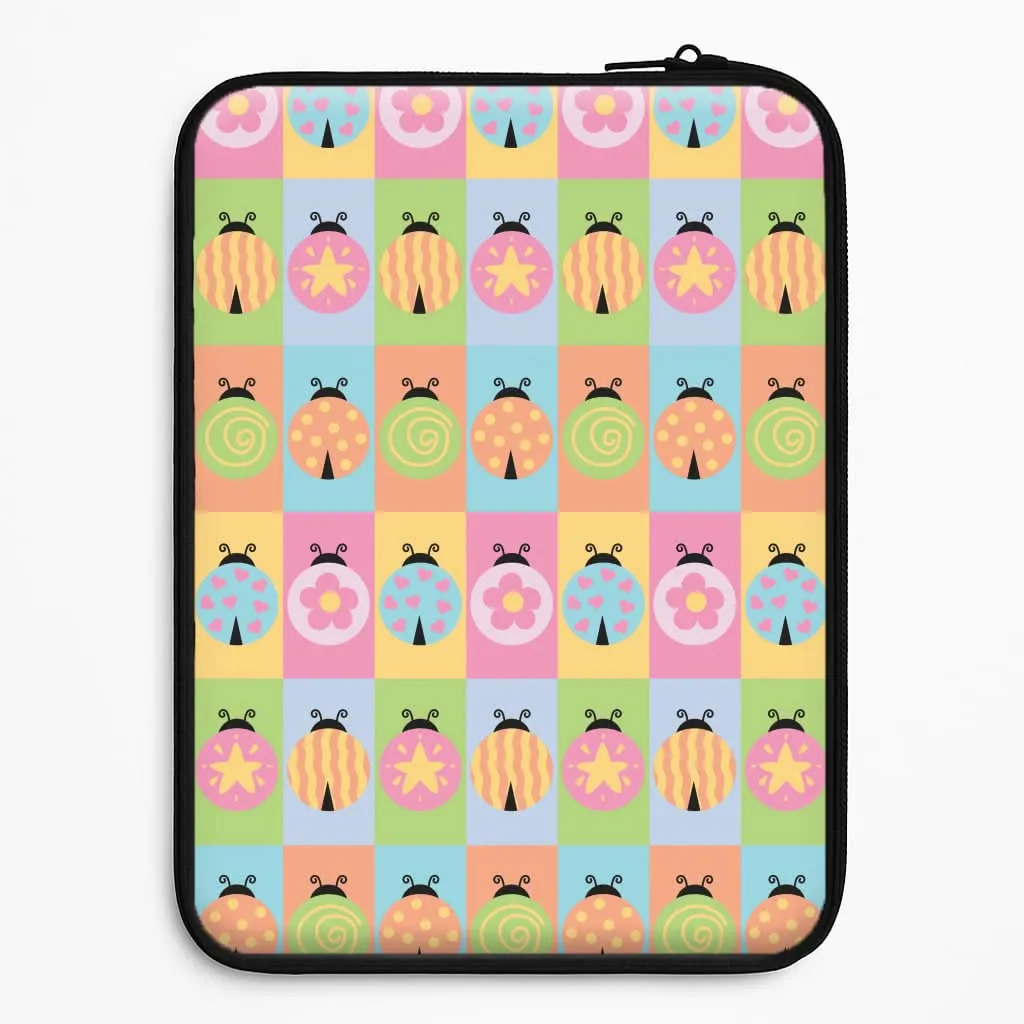 Cartoon Ladybugs Colourful Pattern Laptop Sleeve Comfort Layer Texture