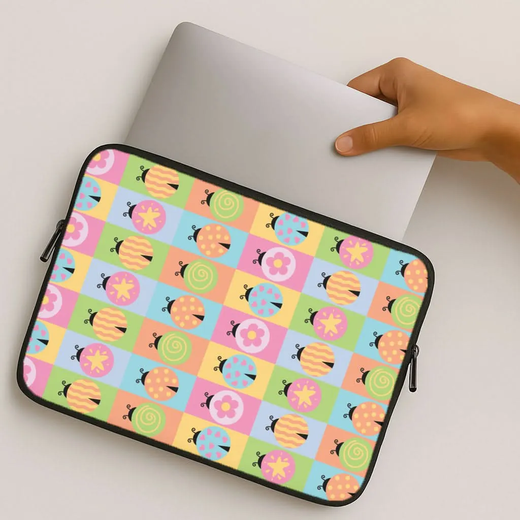 Cartoon Ladybugs Colourful Pattern Laptop Sleeve Anti Slip