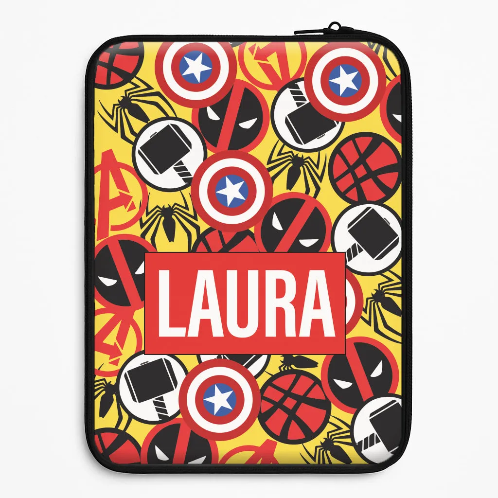 Colorful Finish Collage - Personalised Superhero Comic Laptop Sleeve