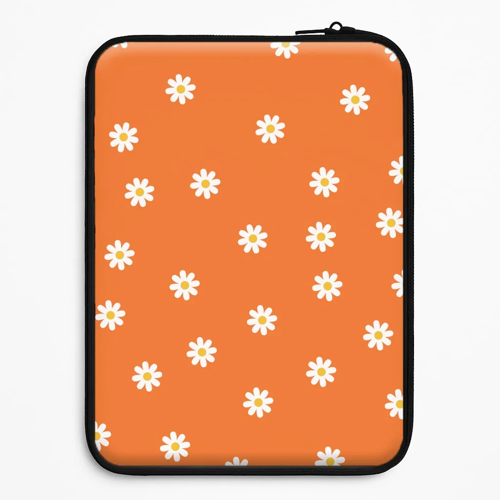 Versatile Accessory Flexible Surface Texture Orange Daisies Laptop Sleeve
