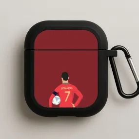 Modern Compact Bag portable handmade gradient shell Ronaldo - Football AirPods Case