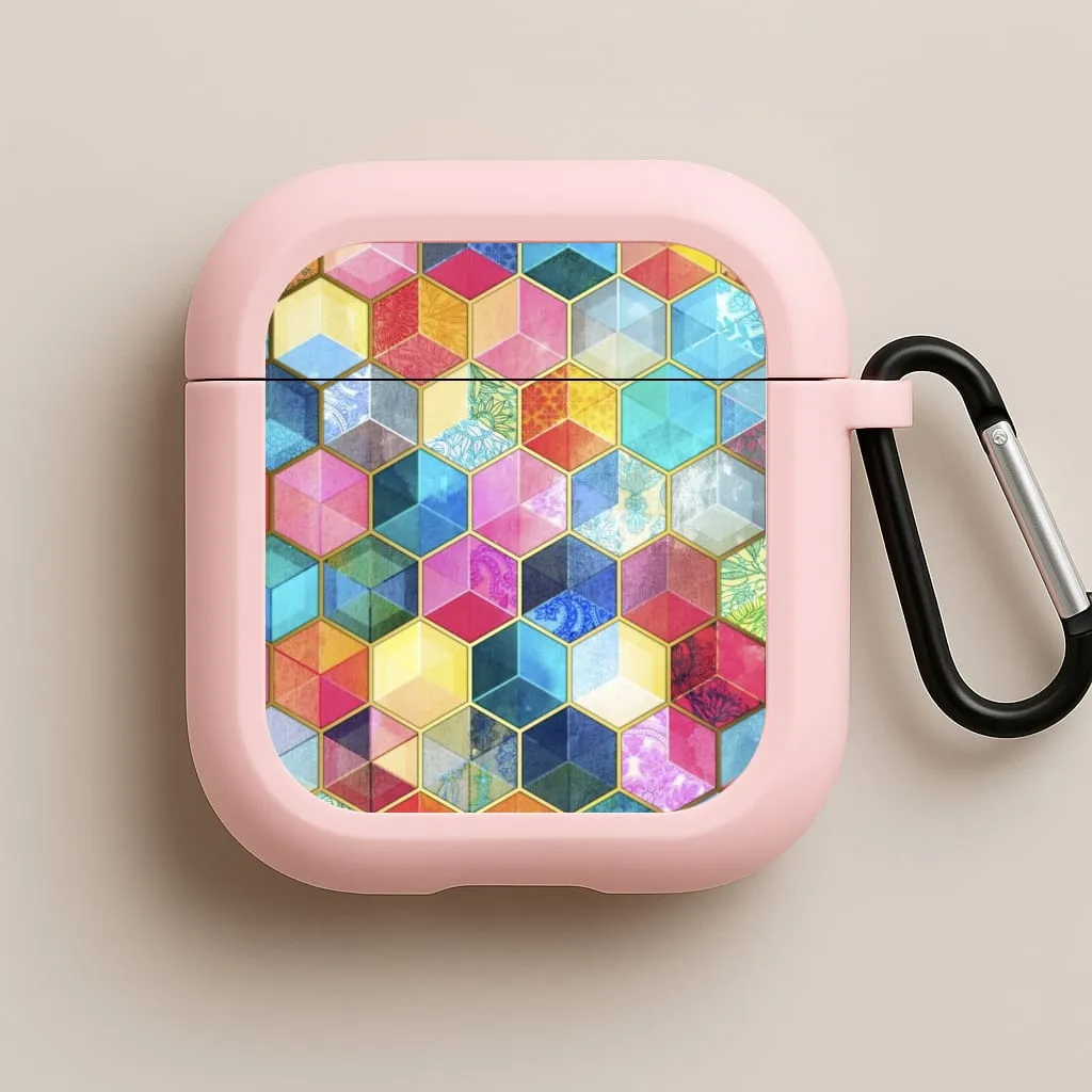 Colourful Honeycomb Pattern AirPods Case travel essential airpods protector